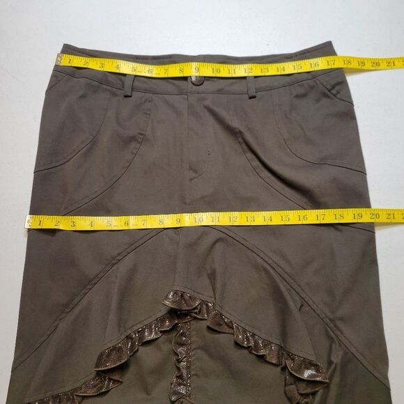 Italian Y2K Choclate Brown Ruffled Skirt and Blazer Set Steampunk Dark Academia - Picture 13 of 16